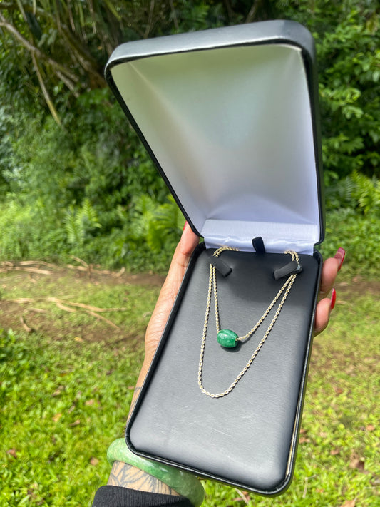 14KGF Rope Chain x Jade Barrel