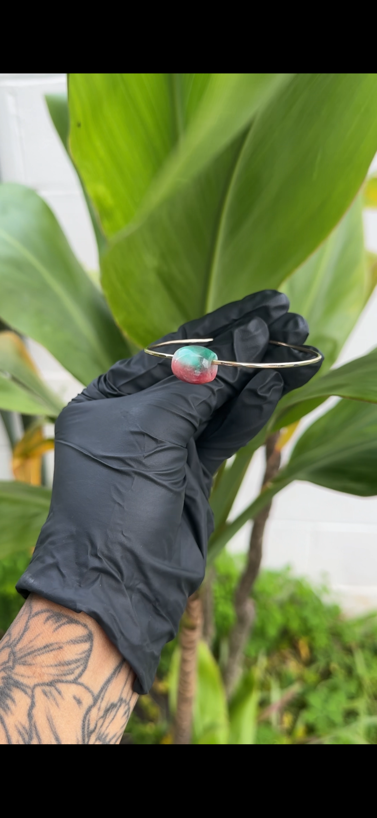 Watermelon Barrel Jade Bangle