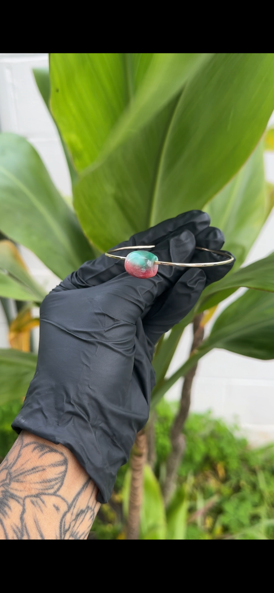 Watermelon Barrel Jade Bangle